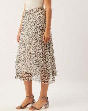 animal print flared skirt