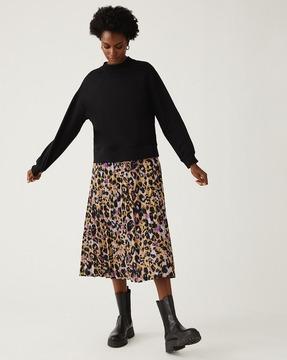 animal print flared skirt