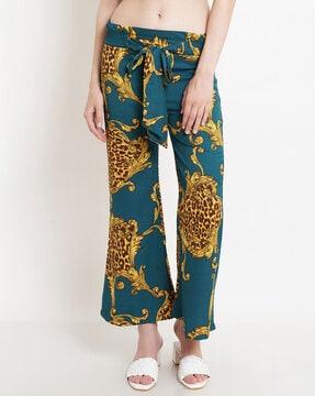 animal print flat-front pants