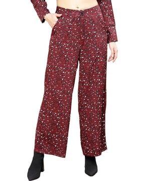 animal print flat-front trousers
