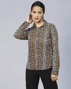 animal print full-sleeve shirt