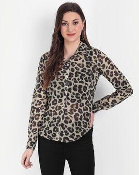 animal print full-sleeve shirt