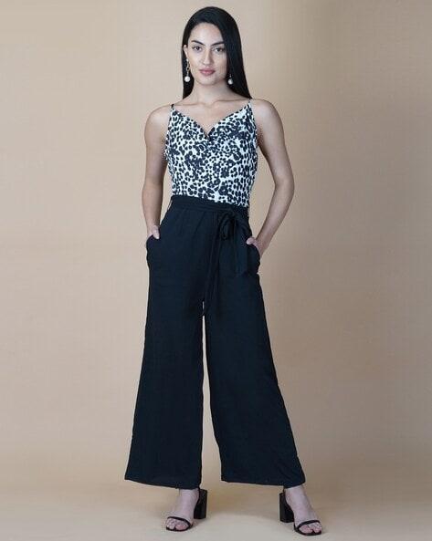 animal print georgette jumpsuit