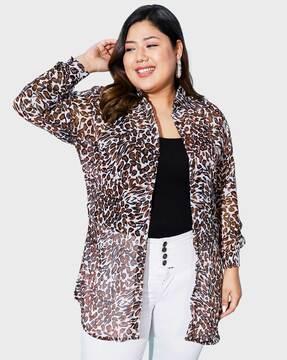 animal print georgette shirt