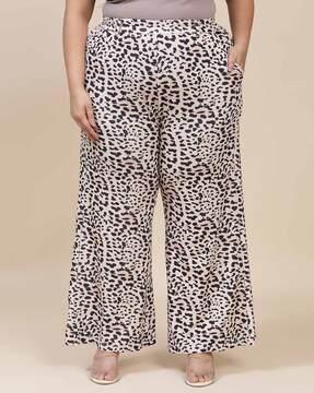 animal print high-rise palazzo