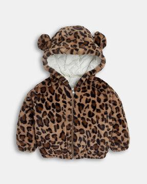 animal print jacket with zip-front