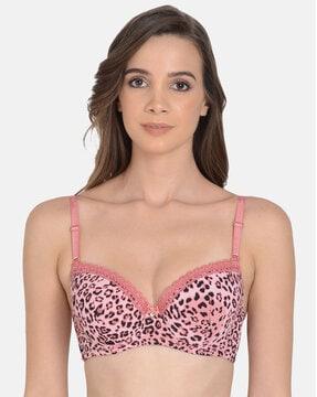 animal print lightly-padded bra