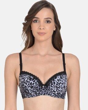 animal print lightly-padded bra