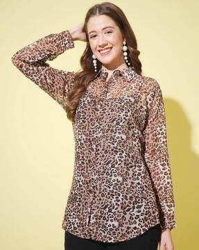 animal print loose fit shirt