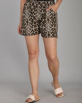 animal print mid-rise shorts