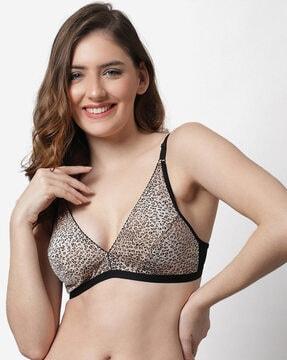 animal print non-padded bra