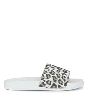 animal print open-toe slides