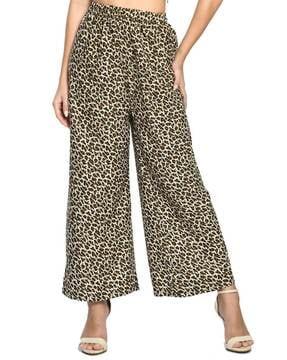 animal print palazzos with elasticated waist