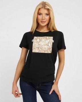 animal print regular fit round-neck t-shirt