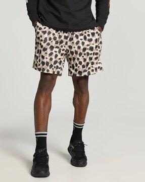 animal print regular fit shorts