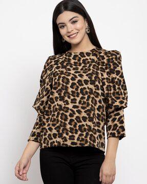 animal print relaxed fit top