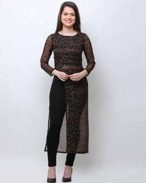 animal print round-neck tunic