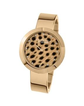 animal print round shaped analogue watch