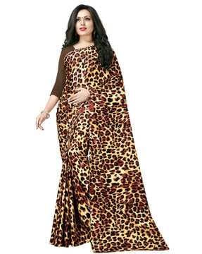 animal print satin saree