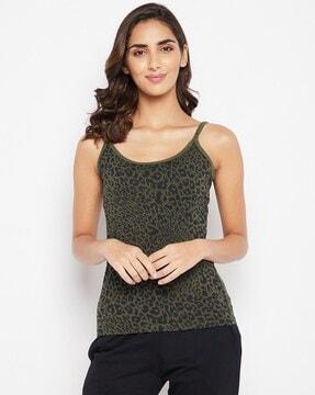 animal print scoop-neck camisole