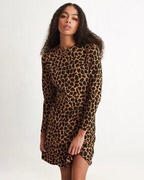 animal print shift dress