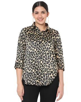 animal print shirt with collar