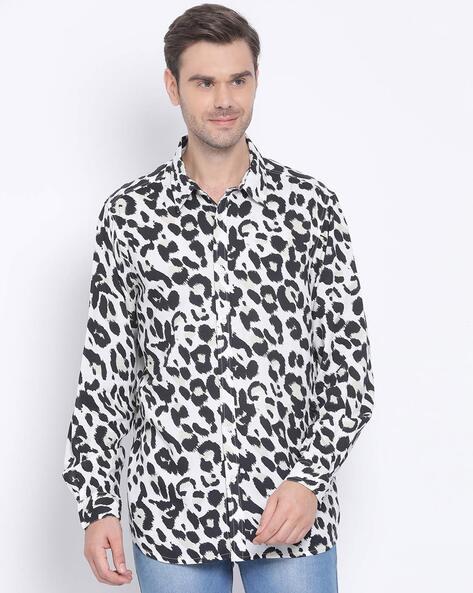 animal print shirt with patch pocket