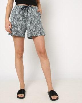 animal print shorts with drawstring