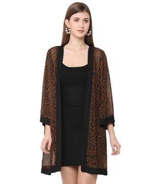 animal print shrug with kimono sleeves