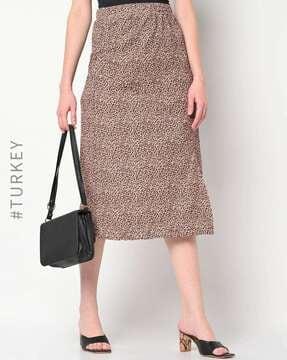 animal print slim fit a-line skirt