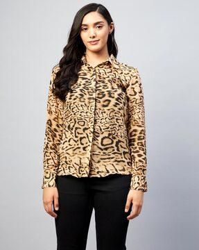 animal print slim fit shirt