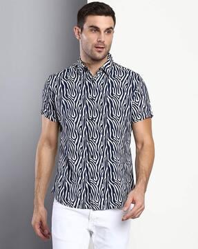 animal print slim fit shirt