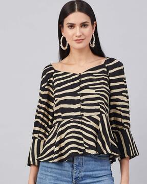 animal print slim-fit top