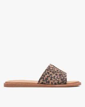 animal print slip-on flat sandals