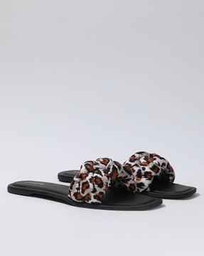animal print slip-on sandals