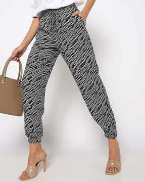 animal print tapered fit pants