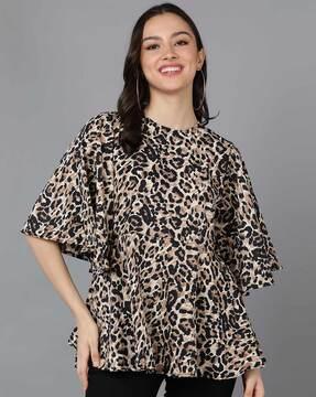 animal print top with angel sleeves