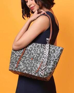 animal print tote bag with pouch