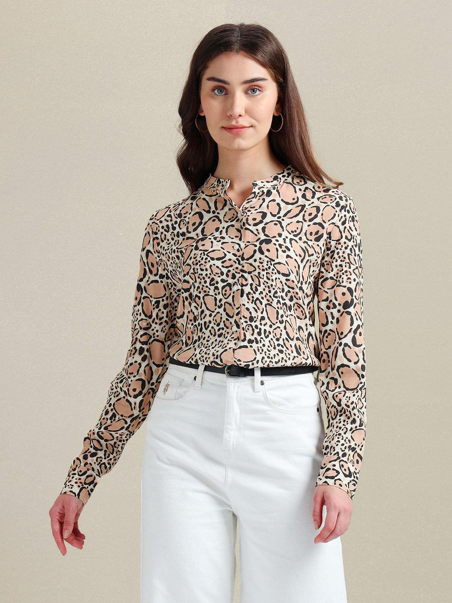 animal print viscose multi-color shirt