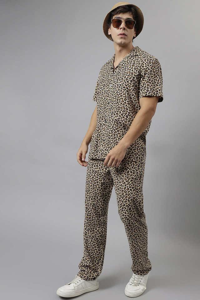 animal print viscose woven mens co-ord set