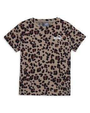 animal print youth relaxed fit crew-neck t-shirt