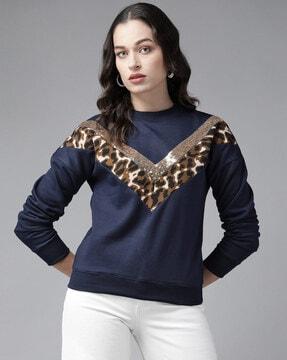 animal printed full-sleeves sweat-shirt