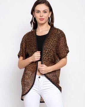 animal printed short sleeves shrug