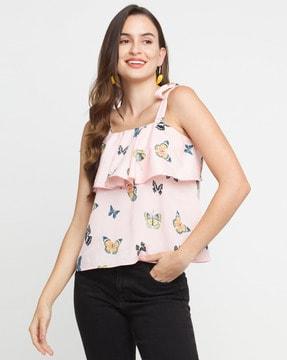 animal top with strappy sleeves