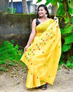 anirban tumpa saree with floral design and multiple vibrant colors traditional saree
