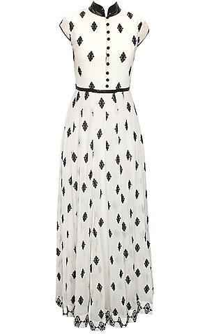 anita dongre- off white black sequins embellished maxi gown