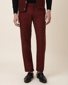 ankle length flat-front pants