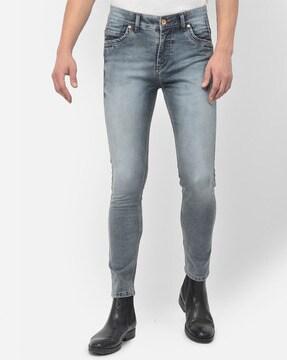 ankle length slim jeans with insert pockets
