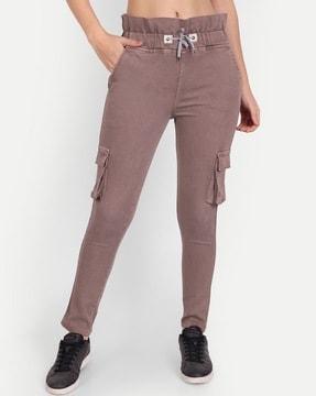 ankle-length cargo pants with drawstring