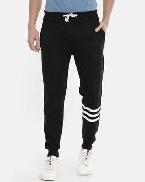 ankle-length joggers with contrast stripes